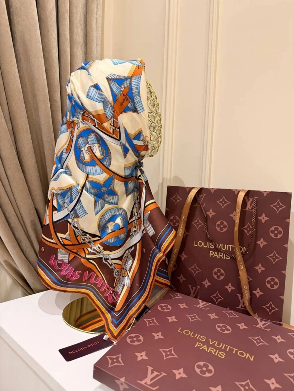 LOUIS VUlTTON monogram silky scarf 35x35 NWT custom made design‼️LAST ONE LEFT